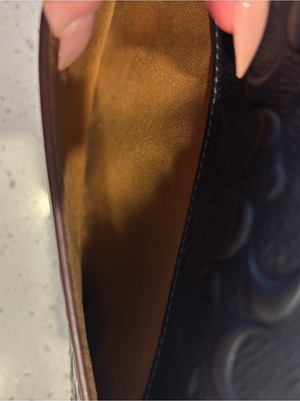 Coach Georgie Saddle Bag + Matching Wallet Signature Navy Embossed Leather - Picture 7 of 10